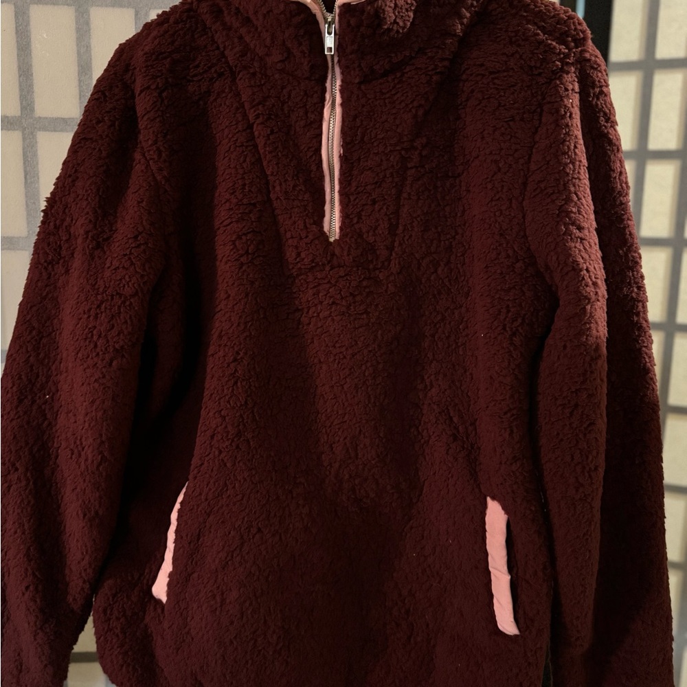 Francesca's Collections Maroon and Pink Cowl Neck Sweater